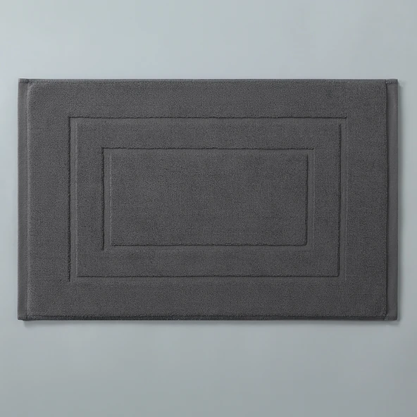 Pamuklu Kaymaz Banyo Paspası - 45x75 cm - Kasırga Grisi