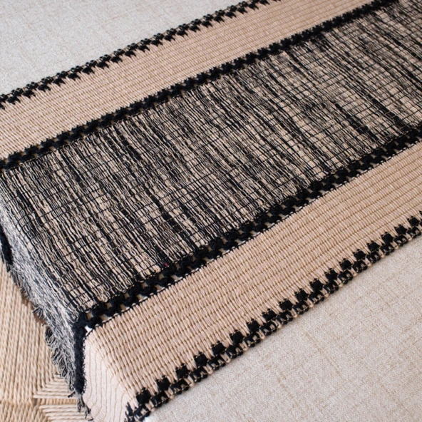 Retro Ahşap Desenli Dantel Masa Örtüsü - 34cm En - Karışık Renkli - 34x160cm - 5