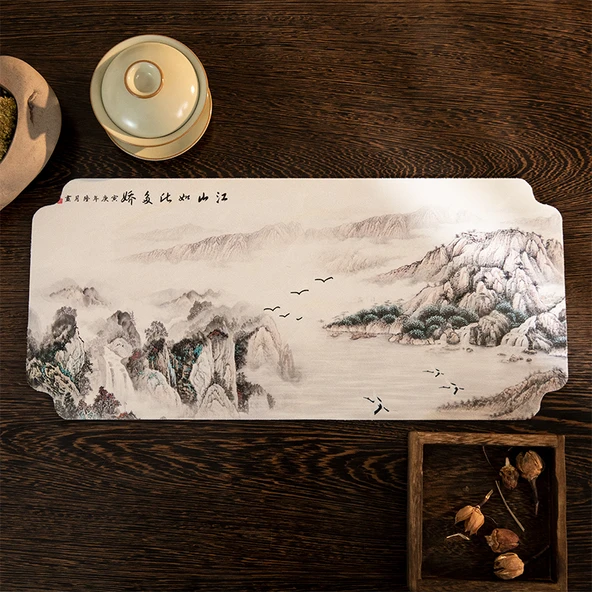 Manzara Desenli Çay Matı - Su ve Gökyüzü - 20x45cm