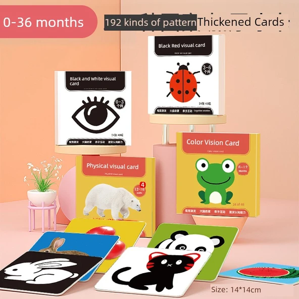 Bebek Görsel Uyarım Kartları - 192 Desen Tam Set (0-36 Ay) - Küçük Boy