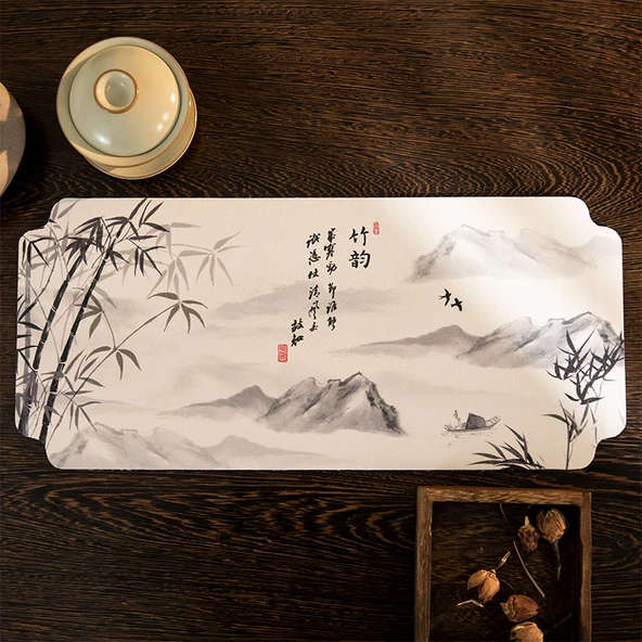 Manzara Desenli Çay Matı - Bambu Ritim - 35x80cm