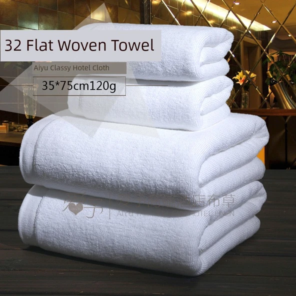 Beş Yıldızlı Otel Nakışlı Pamuklu Havlu Seti - 32 Katlı 35*75cm 120g Düz Dokuma Yüz Havlusu