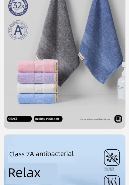 Antibakteriyel Pamuklu Kare El Havlusu 3'lü Set - İş Kül Rengi + Açık Mavi - Resim 9