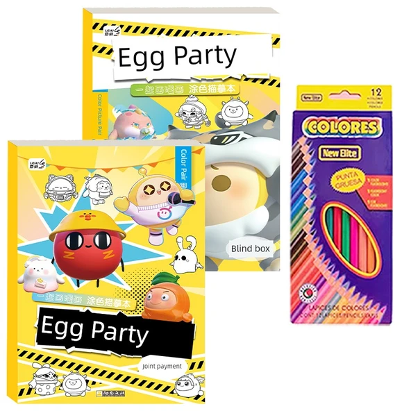 Yumurta Puf Anime Eskiz Defteri - Yumurta Eklem Adı + Yumurta Kör Kutu + Renkli Kurşun