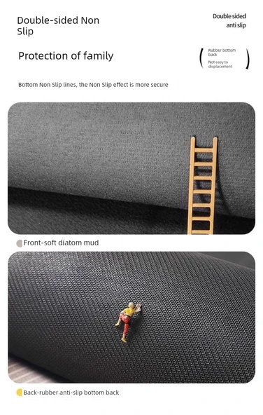 Fransız Retro Diatomit Kaymaz Paspas - Çiçekli Brokar - 50x80cm - Resim 10