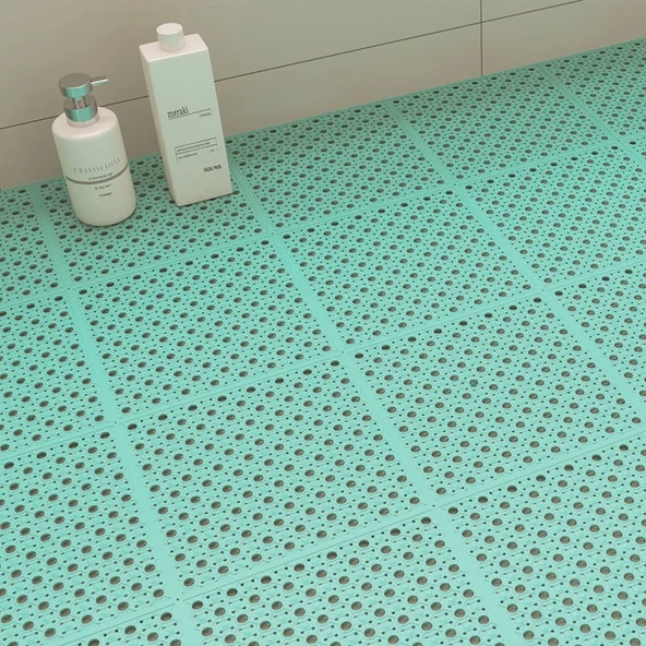 30x30cm Kaymaz Banyo Halısı - Yeşil (Kalınlaştırılmış Yumuşak)