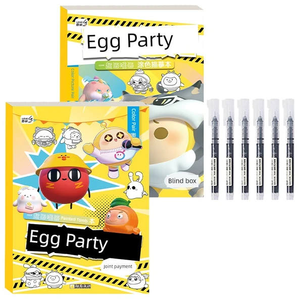 Yumurta Puf Anime Eskiz Defteri - Yumurta Eklem Adı + Yumurta Kör Kutu + İğne Uçlu Kalem