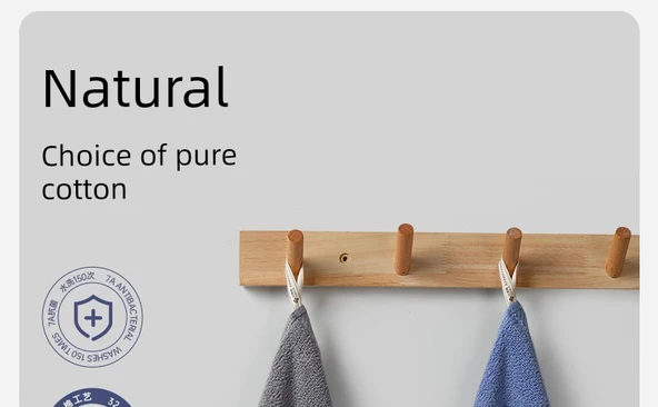 Antibakteriyel Pamuklu Kare El Havlusu 3'lü Set - Koyu Mavi + Açık Mavi - Resim 8