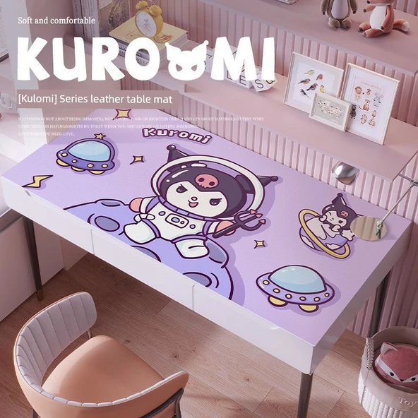 Sevimli Çizgi Film Deri Masa Pedi - ZDA Deri Astronot Kulomi 100x40cm