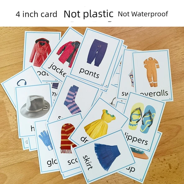 İngilizce Öğrenme Kartları - Plastiksiz 31 Adet 4 İnç
