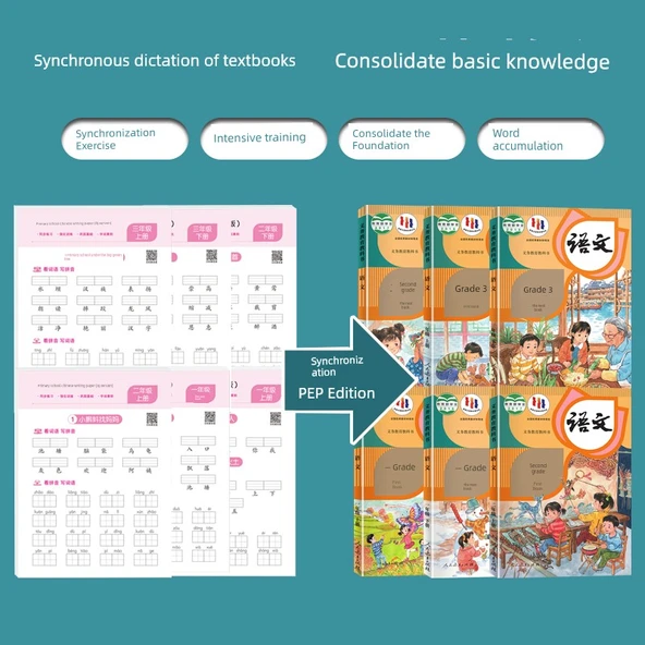 İlkokul Çince Yazma Alıştırma Kitabı - [2. Sınıf 1. ve 2. Kitap] Çince Sessiz Yazma Kağıdı - 3