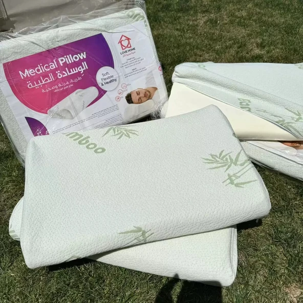 Bambu Fiber Boyun Yastığı - Yavaş Geri Tepme - Resimde Görüldüğü Gibi