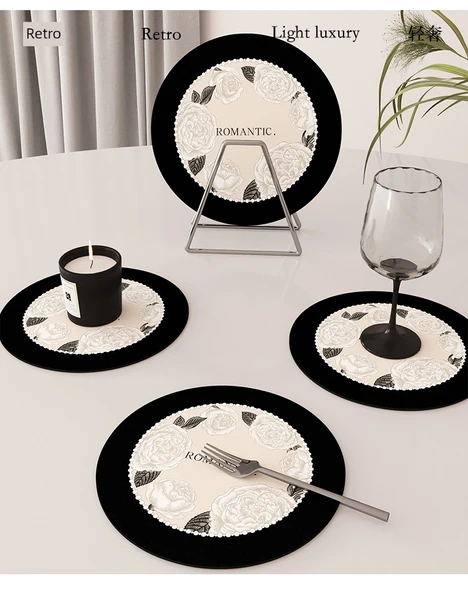 Yağa Dayanıklı PVC Tabak Altlığı - Perde Desenli - 20cm - 9