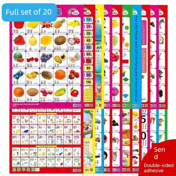 Çocuklar İçin Erken Eğitim Duvar Tablosu - 20 Tam Set