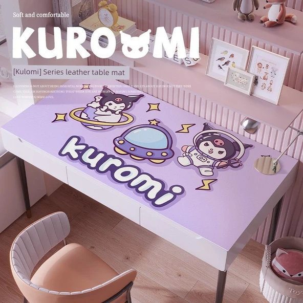 Sevimli Çizgi Film Deri Masa Pedi - ZDA Deri Havacı Kulomi 100x40cm