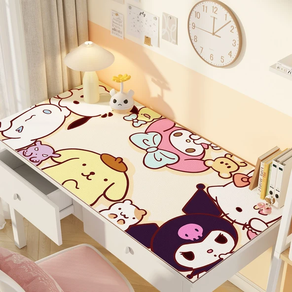 Sevimli Çizgi Film Deri Masa Pedi - ZDA Deri Sanrio 100x40cm