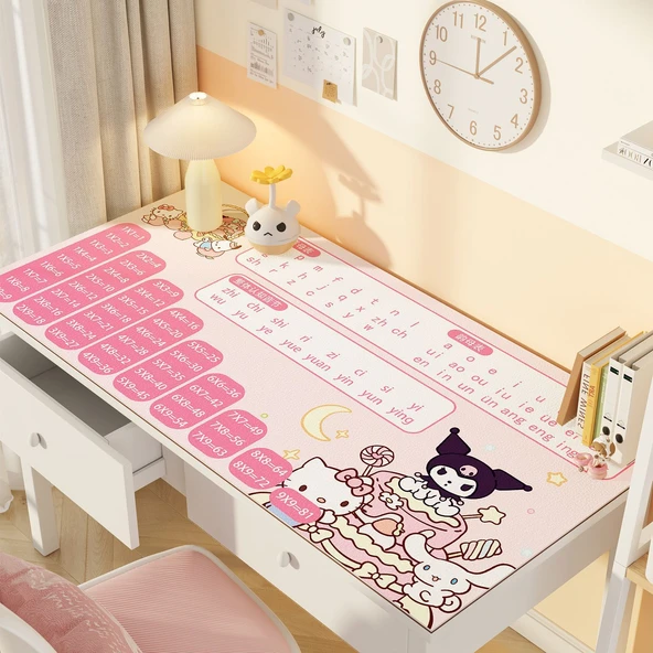 Sevimli Çizgi Film Deri Masa Pedi - ZDA Deri Pasta Sanrio Çarpım Tablosu 100x40cm