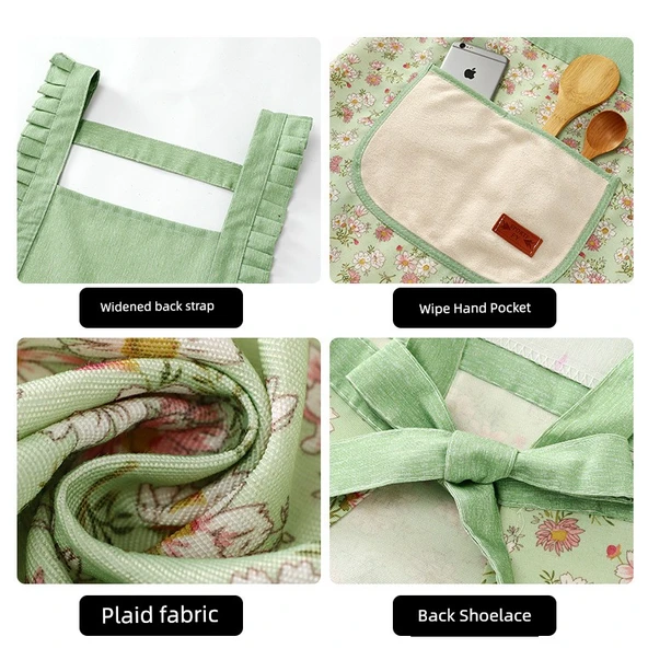 Pamuklu Kanvas Mutfak Önlüğü - Sarı SJ814 - Uzun Kollu, Yan Cepli - Resim 5