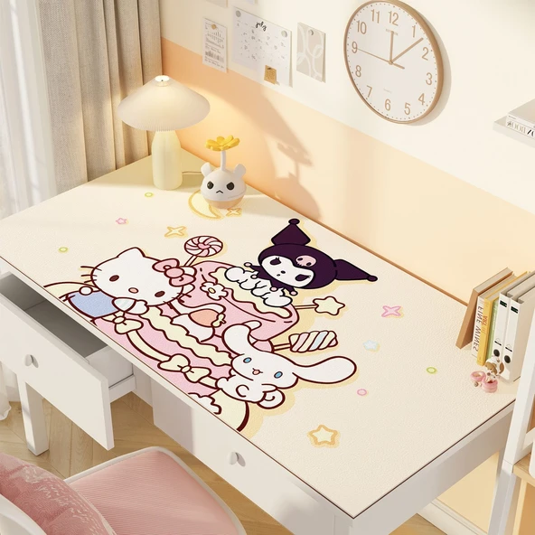 Sevimli Çizgi Film Deri Masa Pedi - ZDA Deri Pasta Sanrio-1 100x40cm