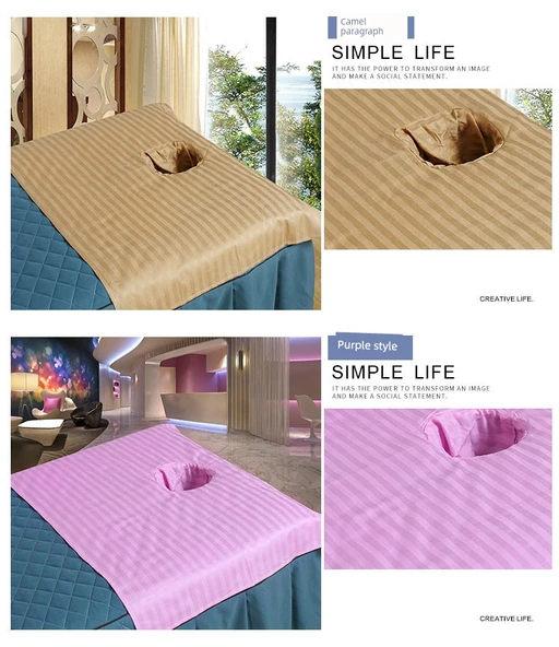 Pamuklu Güzellik Salonu Masaj Yatağı Örtüsü - Açık Mavi 50*70 cm Deliksiz - 9