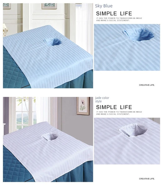 Pamuklu Güzellik Salonu Masaj Yatağı Örtüsü - Yeşim Rengi 50*80 cm Deliksiz - 10