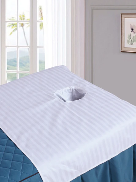 Pamuklu Güzellik Salonu Masaj Yatağı Örtüsü - Yeşim Rengi 60*90 cm Delikli - 3