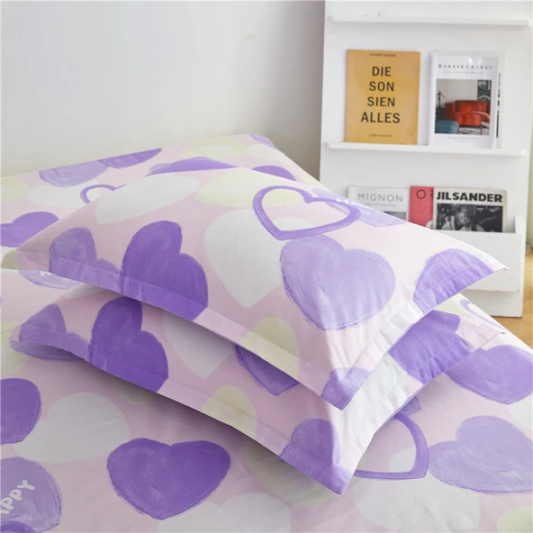 Pamuk Yastık Kılıfı 48x74 cm - Koyu Pembe (Güzel Çiçekler Çift) - Resim 3