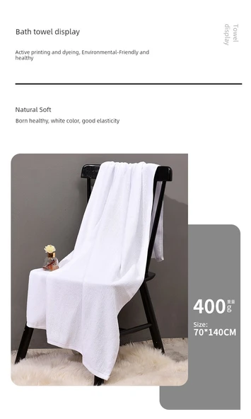 Kalınlaştırılmış Saf Pamuk Beyaz Banyo Havlusu - 800g Gri 80x160 - 7