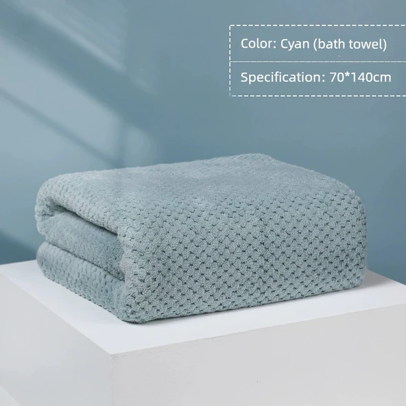 Kadın Pamuklu Hızlı Kuruyan Üç Parça Banyo Havlu Seti - Cyan 160x90cm