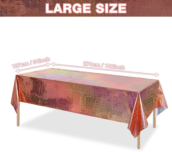 Lazer Alüminyum Folyo Masa Örtüsü - Pembe (Model 2) - 10