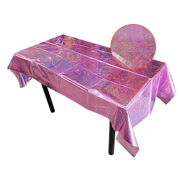 Lazer Alüminyum Folyo Masa Örtüsü - Lazer Pembe