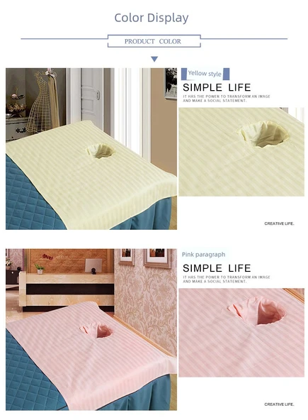 Pamuklu Güzellik Salonu Masaj Yatağı Örtüsü - Açık Sarı 60*90 cm Delikli - 8
