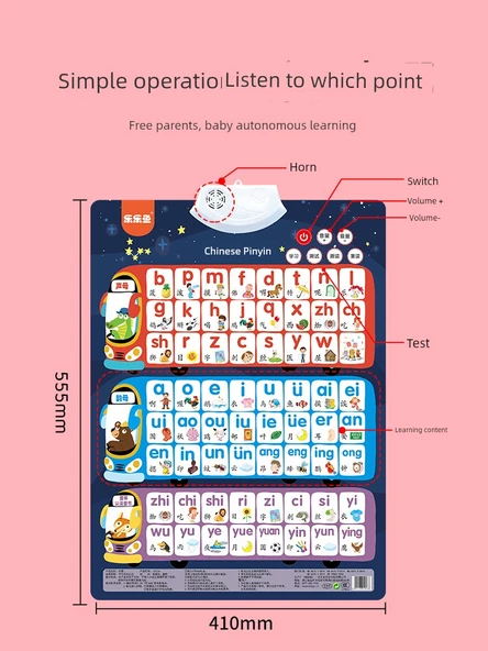 Çince Pinyin Öğrenme Tablosu - Pinyin + Üç Karakter Klasiği - 6