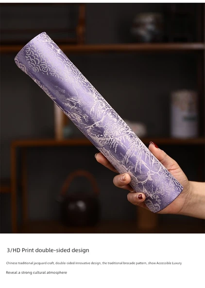Çin Tarzı Su Geçirmez Çay Matı - Çift Taraflı Mor 30x150cm - 11