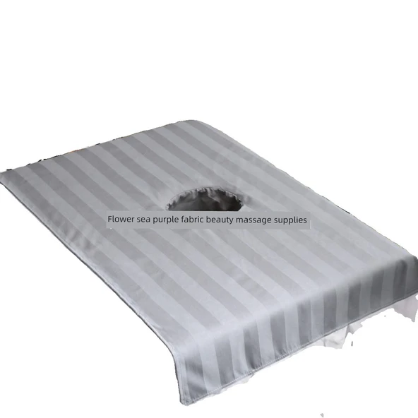 Pamuklu Masaj Yatağı Lastikli Çarşaf - Yüz Delikli - Gri Pamuklu 50cm x 80cm - 6