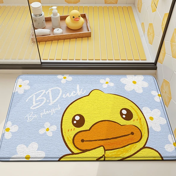 Çizgi Film Ördekli Banyo Paspası 60x90 cm - Çiçek Deniz Ördek