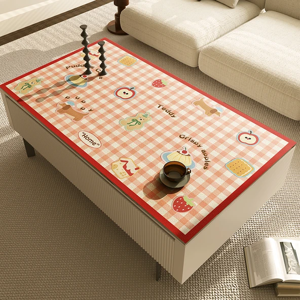 Çilekli Puding Desenli Kolay Katlanır Masa Örtüsü - 50x120cm