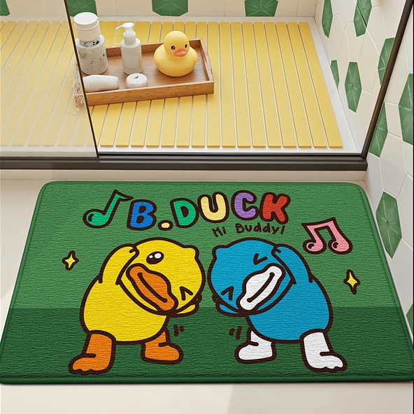 Çizgi Film Ördekli Banyo Paspası 60x90 cm - Dans Eden Ördek