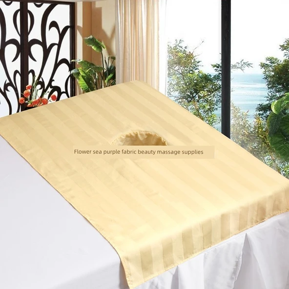 Pamuklu Masaj Yatağı Lastikli Çarşaf - Yüz Delikli - Bej Pamuklu 40cm x 60cm