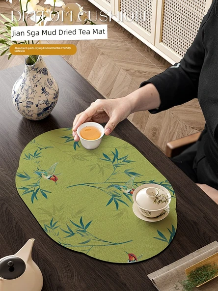 Çin Tarzı Diatomlu Çamur Çay Matı - Mi Chun - 50x60cm (2 Adet, İndirimli) - 7