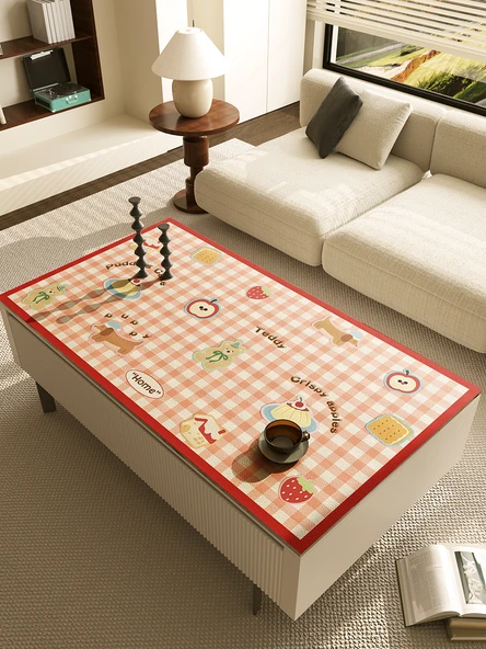 Pembe Kafes Desenli Kolay Katlanır Masa Örtüsü - 50x120cm - 2