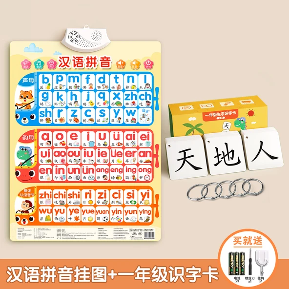Çince Pinyin Alfabe Duvar Tablosu - Pinyin Okuma Yazma Kartı Seti