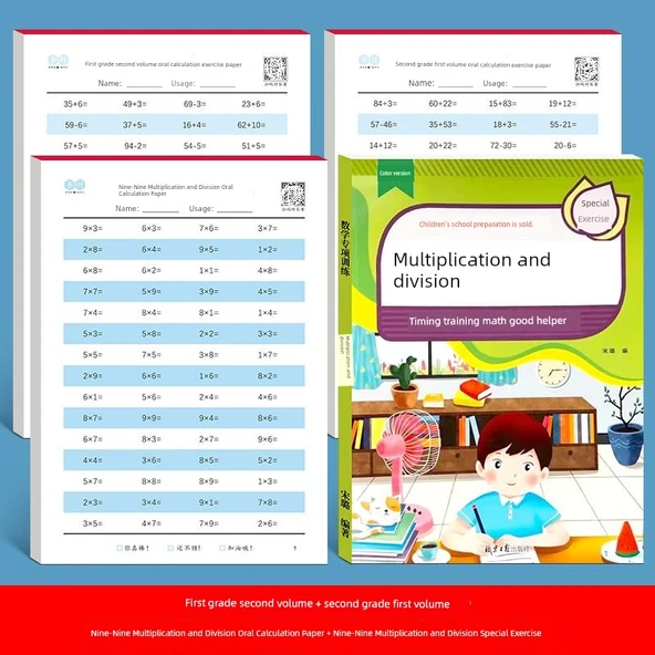 İlkokul Matematik Çalışma Kitabı 1-4. Sınıf - 1. Sınıf 2. Cilt + 2. Sınıf 1. Cilt + 99 Çarpma ve Bölme