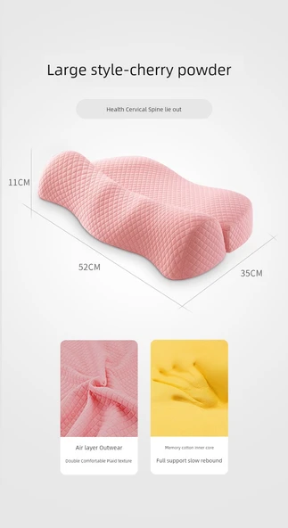 Boyun Koruyucu Büyük Yastık - Özel Boyun Yastığı - Sakura Pembesi - 7-11cm