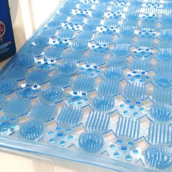Kaymaz PVC Banyo Paspası - 45x78cm - Gök Mavisi