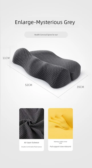 Boyun Koruyucu Geniş Yastık - Özel Boyun Yastığı - Gizemli Gri - 7-11cm