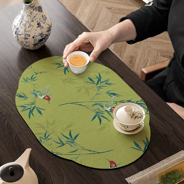 Çin Tarzı Diatomlu Çamur Çay Matı - Gece Şarkısı - 30x40cm (2 Adet, İndirimli)