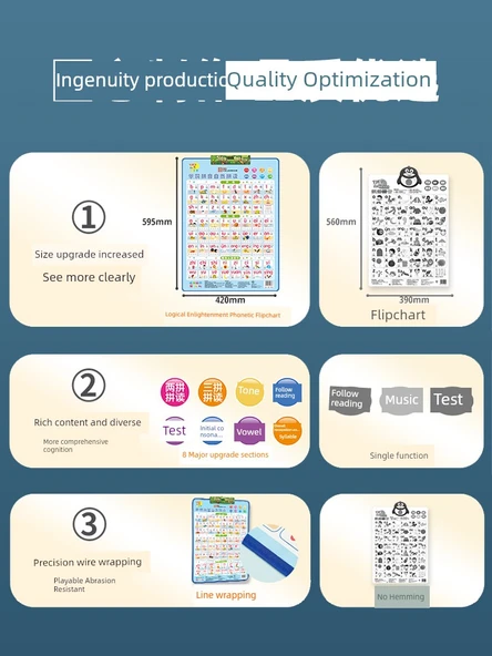 Şarjlı Sesli Pinyin Alfabe Tablosu - Heceli - 4