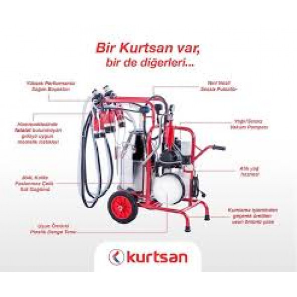 Kurtsan KM04096 Çift Sağım Yağlı Pompa Paslanmaz Çelik Tek Güğüm 40 L Süt Sağım - 4