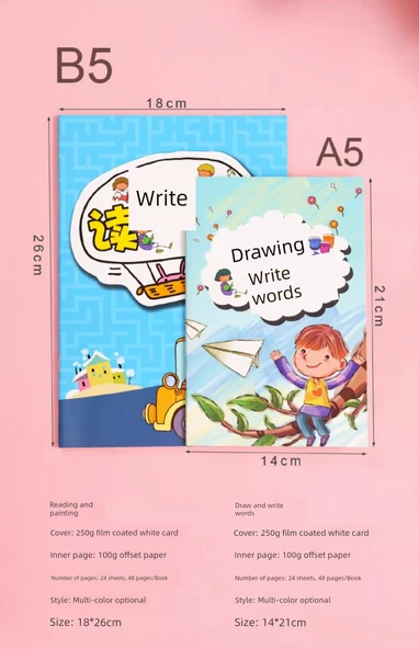 A5 Okuma Yazma Çizim Defteri - 8 Adet - Resim 8